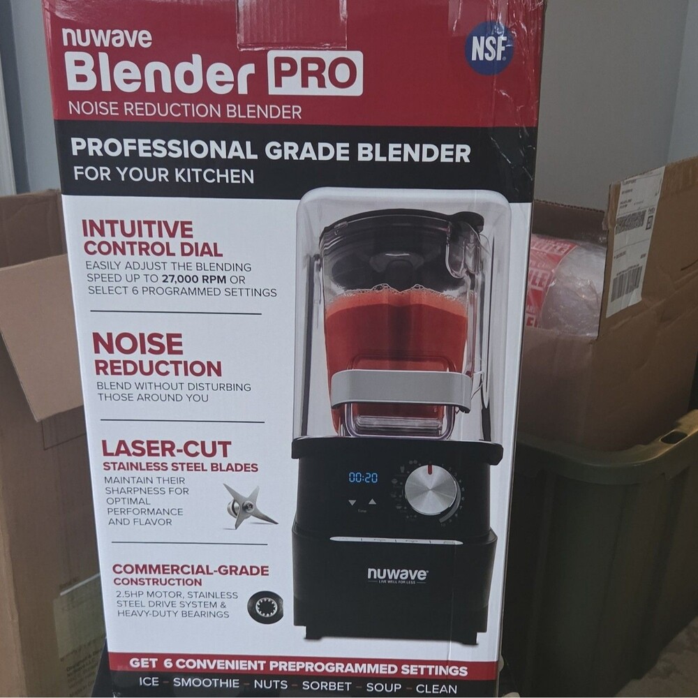 NuWave Blender Pro 2.5HP Noise Reduction 64 oz Countertop Blender Black
